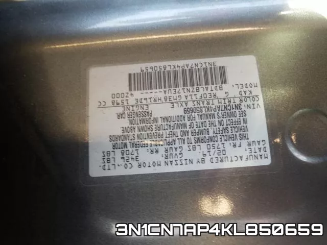 3N1CN7AP4KL850659 фото 2