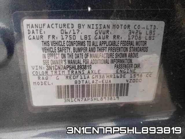 3N1CN7AP5HL893819 фото 2