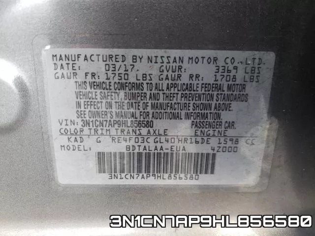 3N1CN7AP9HL856580 фото 2