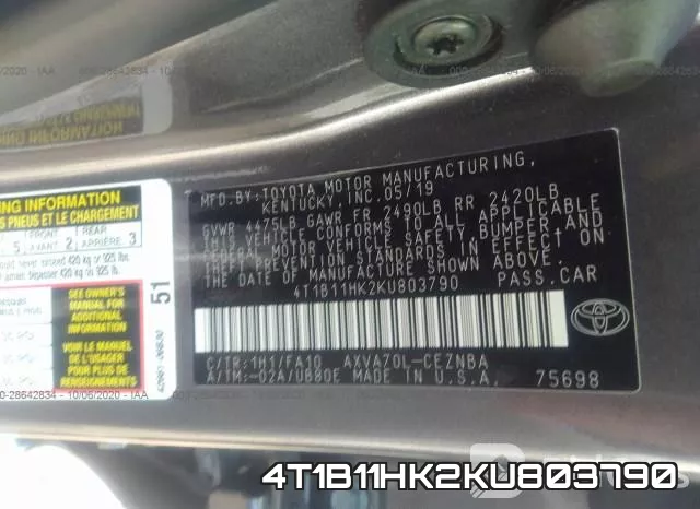 4T1B11HK2KU803790 фото 10