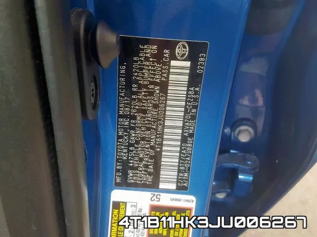 4T1B11HK3JU006267 фото 2