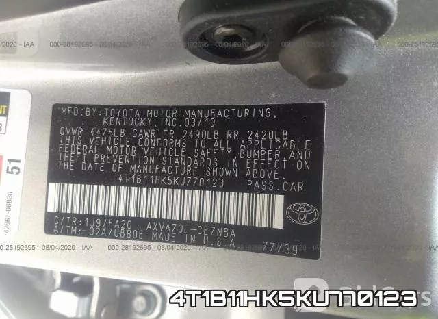 4T1B11HK5KU770123 фото 9