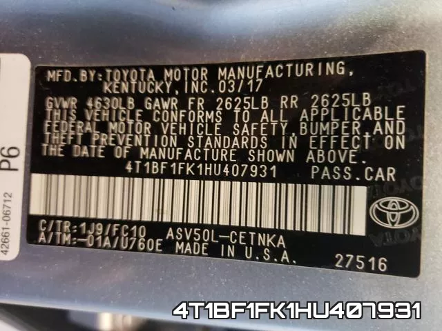 4T1BF1FK1HU407931 фото 2