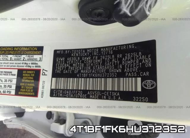 4T1BF1FK6HU372352 фото 9