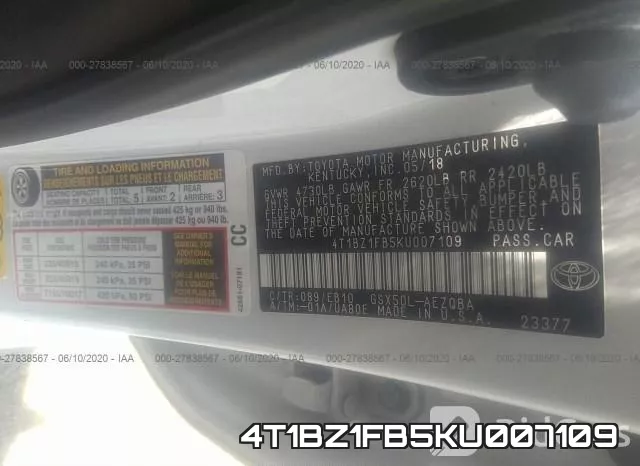 4T1BZ1FB5KU007109 фото 10