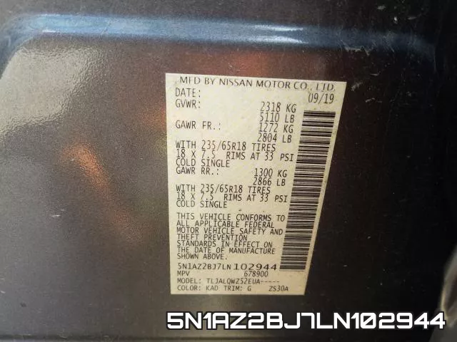 5N1AZ2BJ7LN102944 фото 2