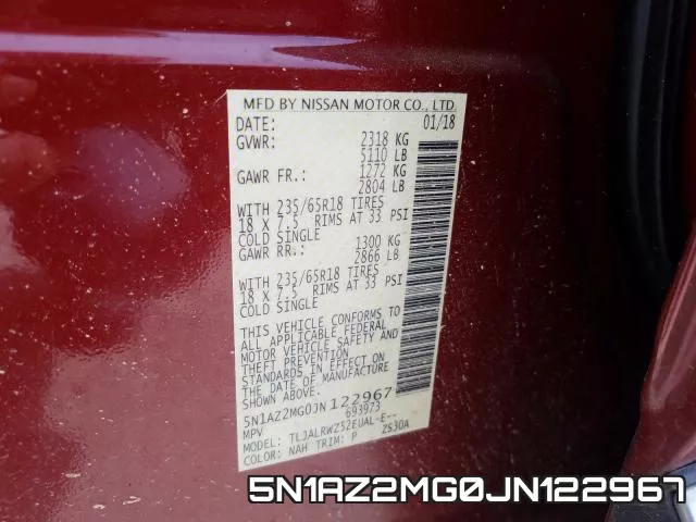 5N1AZ2MG0JN122967 фото 2