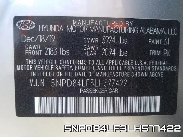 5NPD84LF3LH577422 фото 2