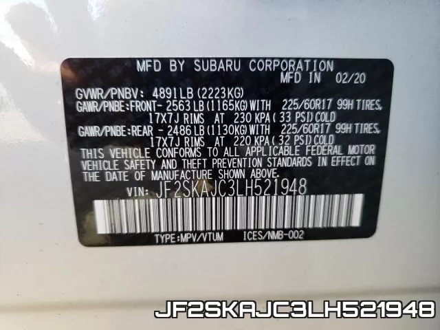 JF2SKAJC3LH521948 фото 2