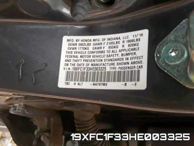 19XFC1F33HE003325 фото 2