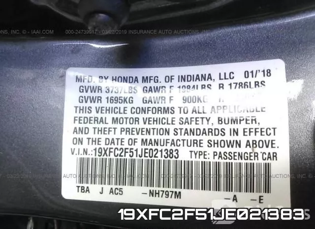 19XFC2F51JE021383 фото 10