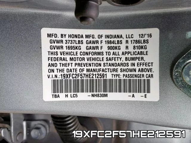 19XFC2F57HE212591 фото 2