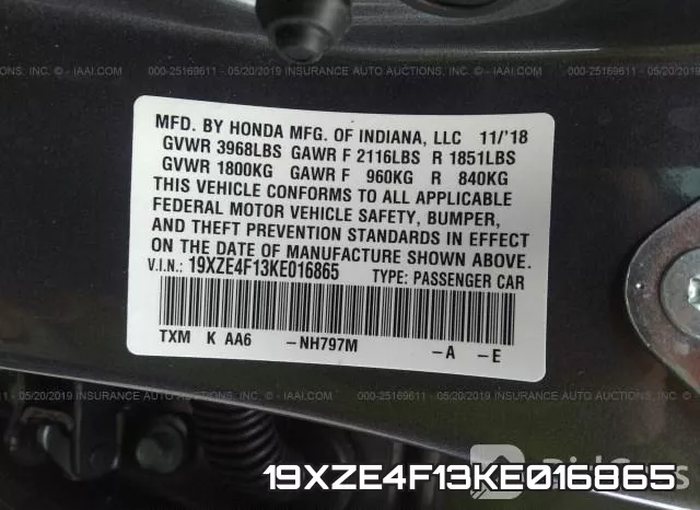 19XZE4F13KE016865 фото 10