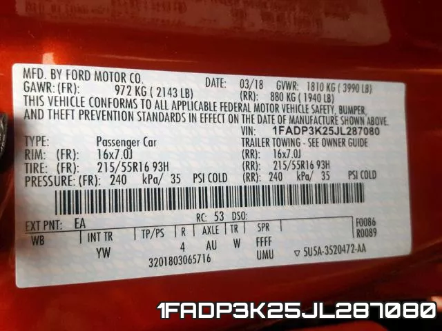1FADP3K25JL287080 фото 2