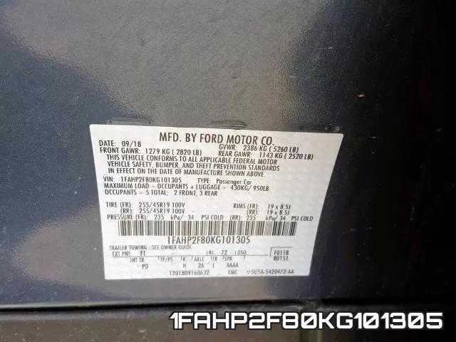 1FAHP2F80KG101305 фото 2