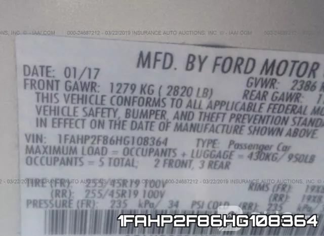 1FAHP2F86HG108364 фото 10