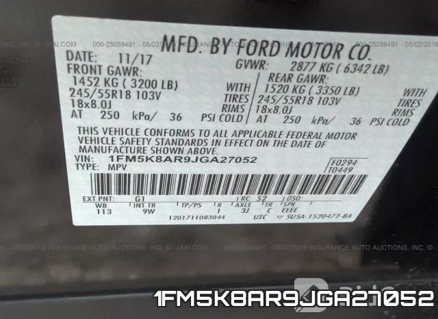 1FM5K8AR9JGA27052 фото 10