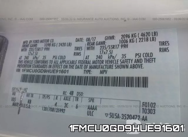 1FMCU0GD9HUE91601 фото 10