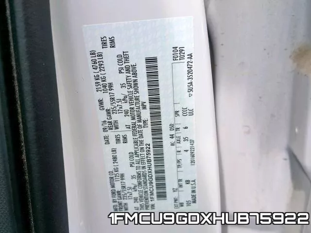 1FMCU9GDXHUB75922 фото 2