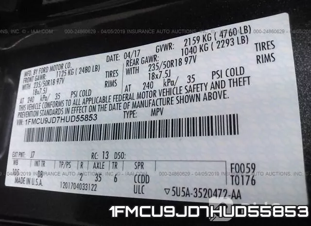 1FMCU9JD7HUD55853 фото 10