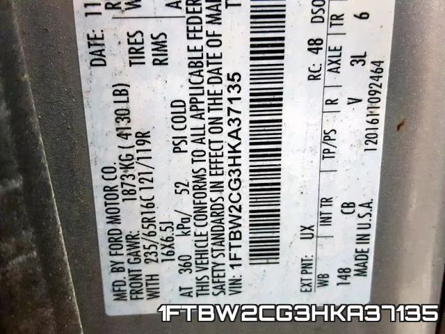 1FTBW2CG3HKA37135 фото 2