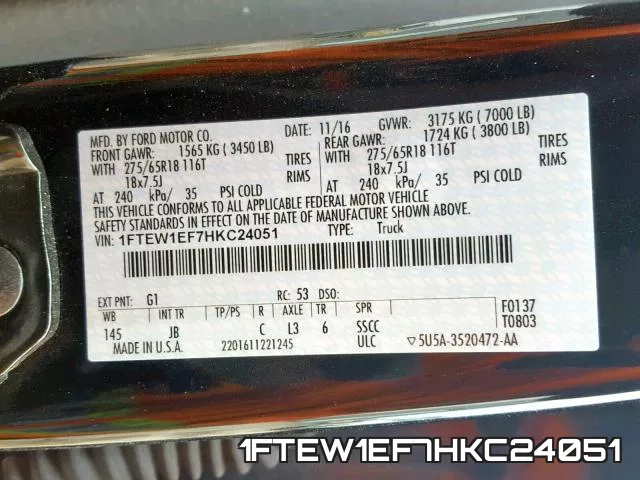 1FTEW1EF7HKC24051 фото 2