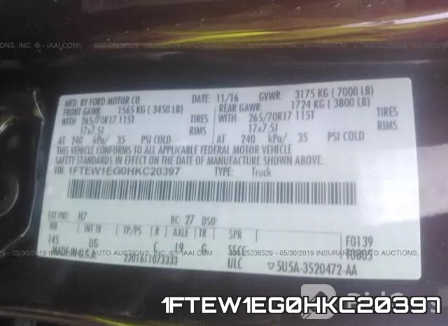 1FTEW1EG0HKC20397 фото 10