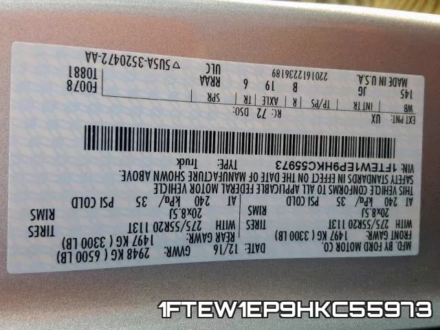1FTEW1EP9HKC55973 фото 2