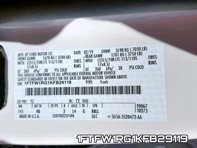 1FTFW1RG1KFB29119 фото 2
