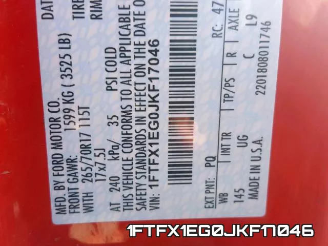 1FTFX1EG0JKF17046 фото 2