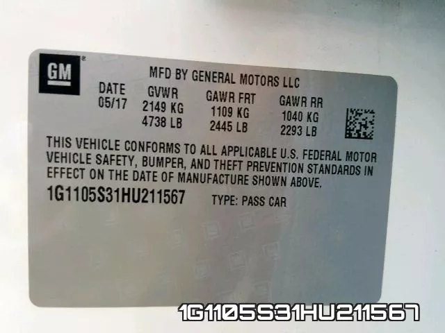 1G1105S31HU211567 фото 2