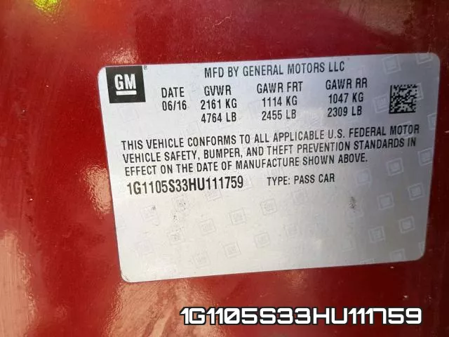1G1105S33HU111759 фото 2