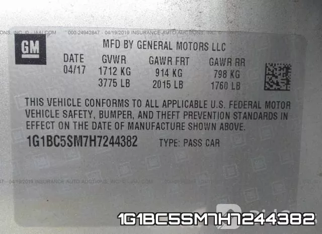 1G1BC5SM7H7244382 фото 10