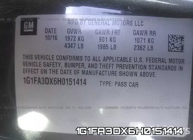 1G1FA3DX6H0151414 фото 10