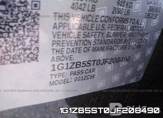 1G1ZB5ST0JF208490 фото 10