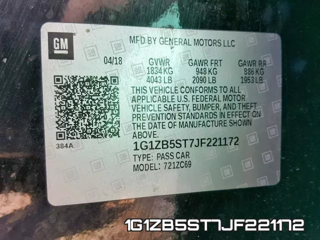 1G1ZB5ST7JF221172 фото 2