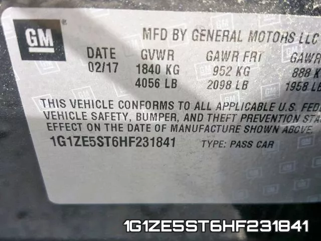 1G1ZE5ST6HF231841 фото 2