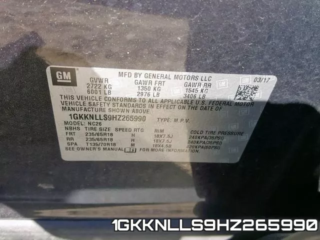 1GKKNLLS9HZ265990 фото 2