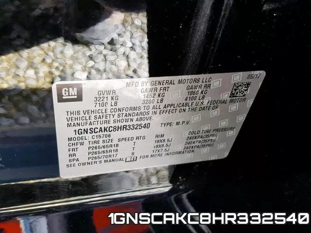 1GNSCAKC8HR332540 фото 2