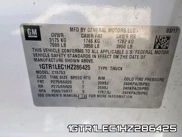 1GTR1LEC1HZ286425 фото 2