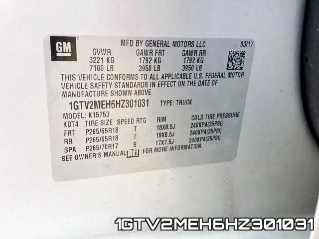 1GTV2MEH6HZ301031 фото 2