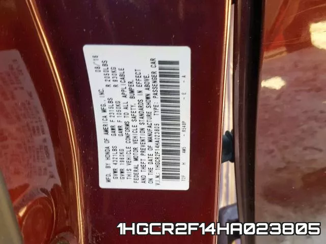 1HGCR2F14HA023805 фото 2