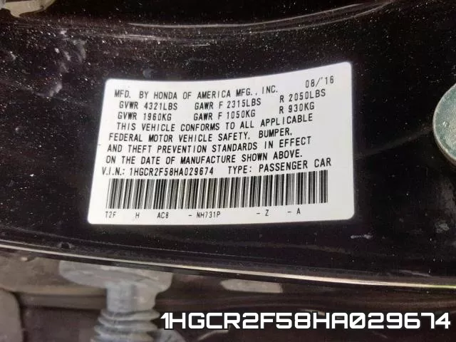 1HGCR2F58HA029674 фото 2