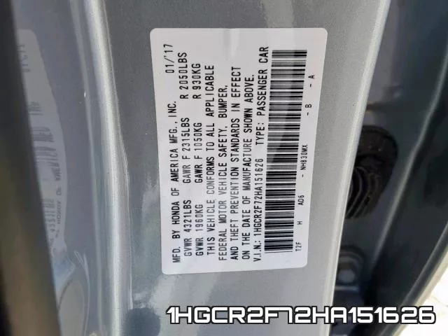1HGCR2F72HA151626 фото 2