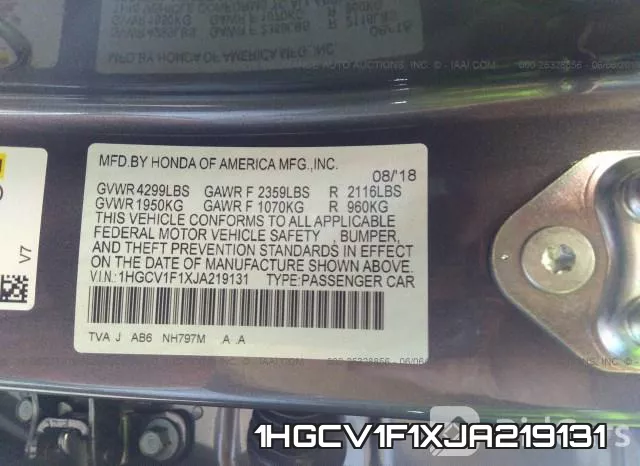 1HGCV1F1XJA219131 фото 10