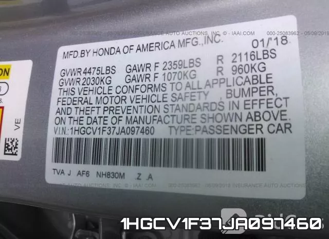 1HGCV1F37JA097460 фото 10