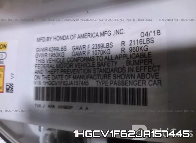 1HGCV1F62JA157445 фото 10