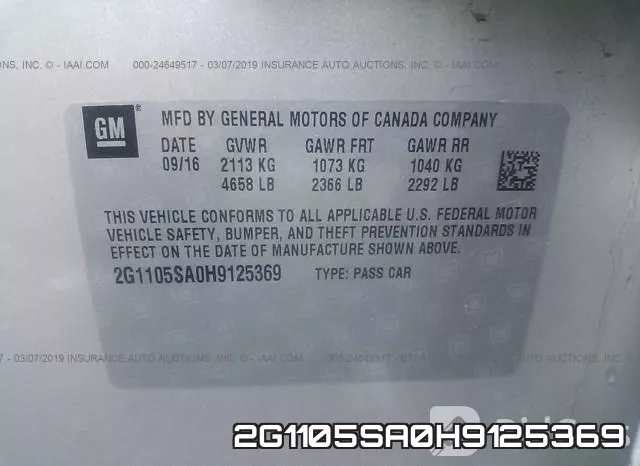 2G1105SA0H9125369 фото 10