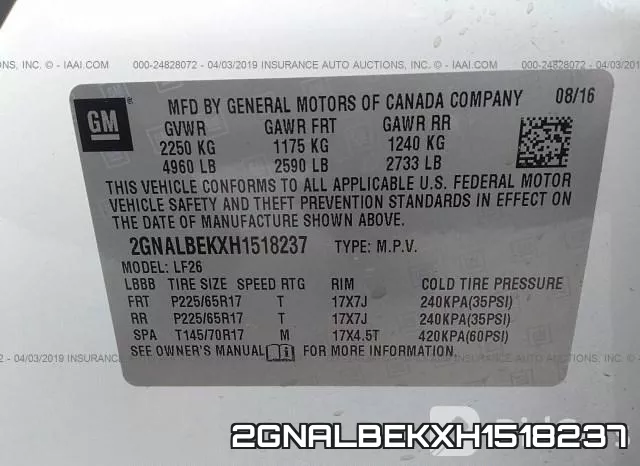 2GNALBEKXH1518237 фото 10