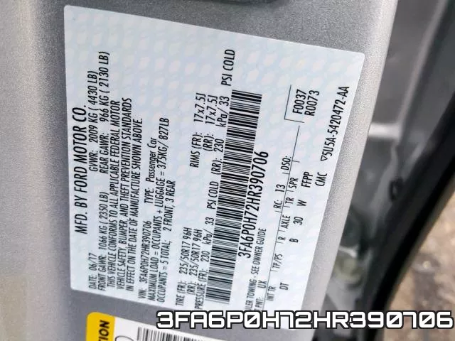 3FA6P0H72HR390706 фото 2